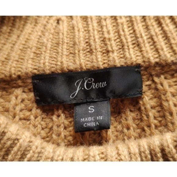 J. Crew Sweater S Azra Cable Knit Pullover Mock Neck Caramel Chunky - Picture 7 of 9